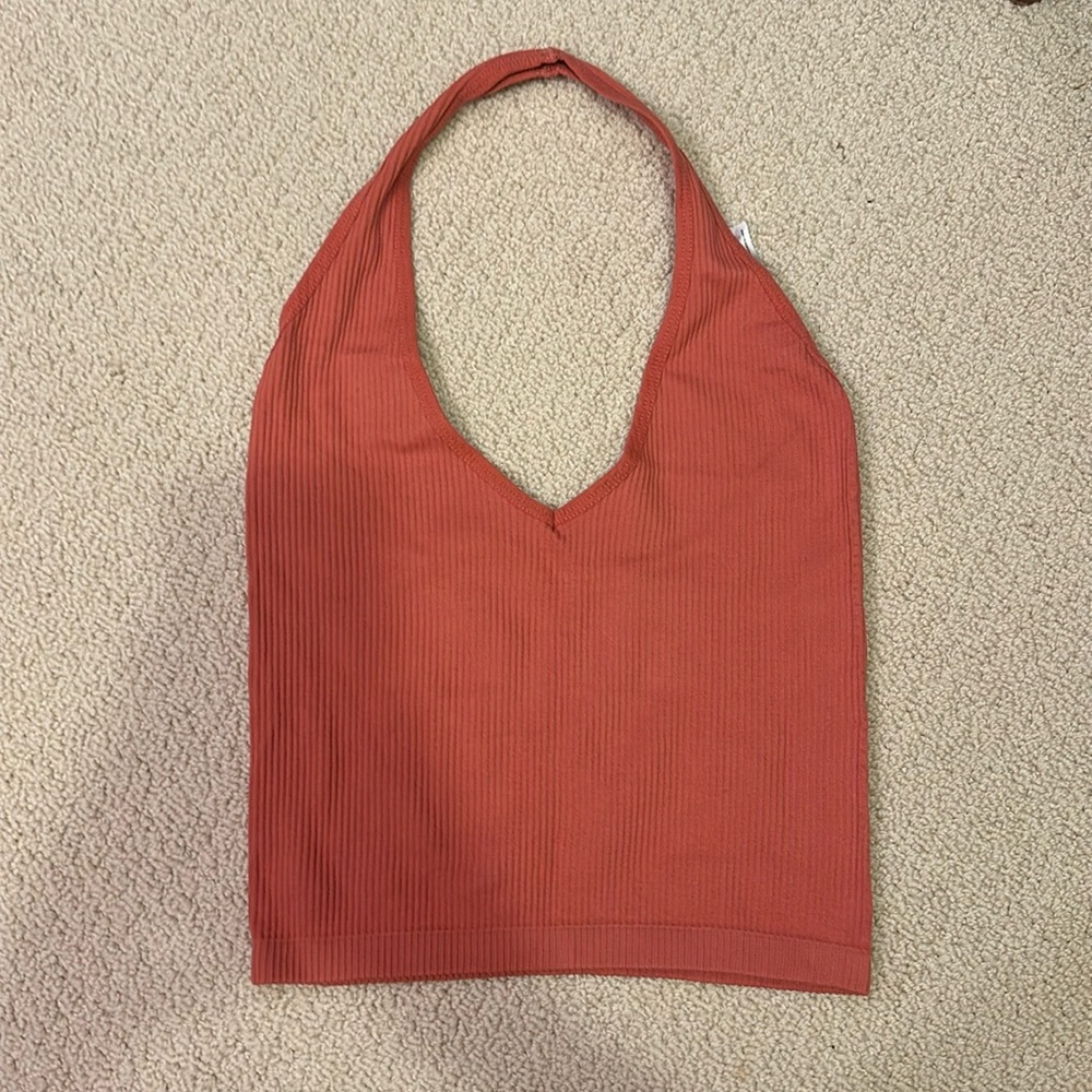 Salmon halter neck cropped tank out from under urban outfitters